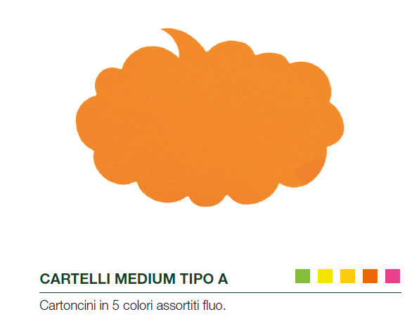 SEGNAPREZZI IN CARTONCINO NUVOLA TIPO A COLORI FLUO CM.13x8 CONF.100PZ. NIKOFFIC
