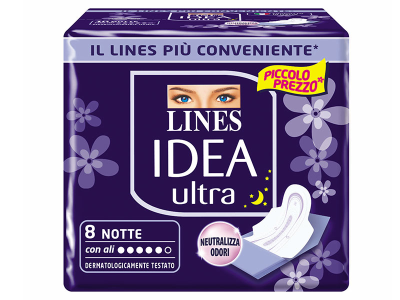 ASSORBENTI LINES IDEA ULTRA CON ALI NOTTE CONF.8PZ.