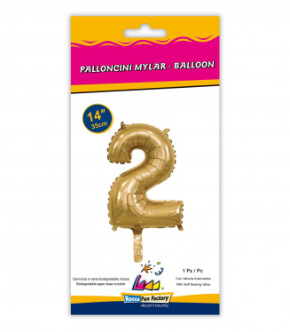 PALLONCINO MYLAR  cm.36 NUMERO ORO 2