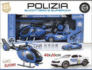 MEZZI FORZE SPECIALI POLICE ELICOTTERO E AUTO LUCI E SUONI CM.40x20 PLAYMORE