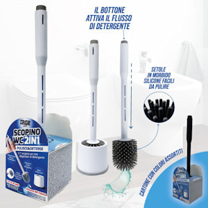 PORTASCOPINO CON SCOPINO IN SILICONE CON DISPENCER DETERGENTE 2 IN 1 IRGE