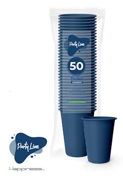 BICCHIERE IN PLASTICA RIUTILIZZABILE 200CC BLU 50PZ PARTY LINE