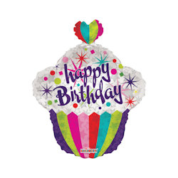 BUON COMPLEANNO PALLONCINO MYLAR HAPPY BIRTHDAY SAGOMA CUPCAKE CM.22 ROCCA