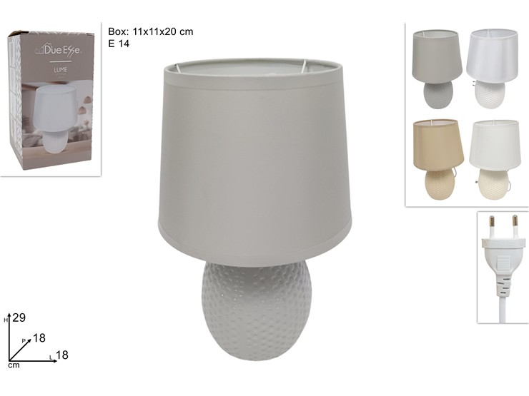 LAMPADA LUMETTO IN CERAMICA BASE DECORATA COLOR CM.18x18xH.29 DUESSE