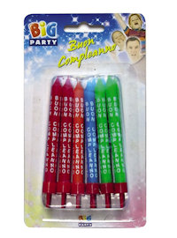 CANDELINE CON SCRITTA BUON COMPLEANNO CM.8 CON SUPPORTO CONF.12 PZ. BIGPARTY