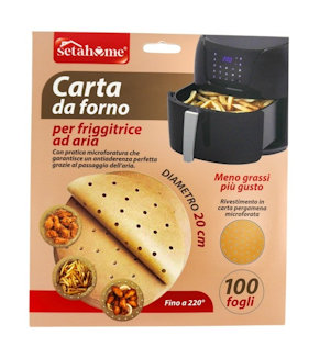 CARTA FORNO PER FRIGGITRICE AD ARIA FOGLIO ROTONDO CM.D.20 CONF.100PZ. SETABLU