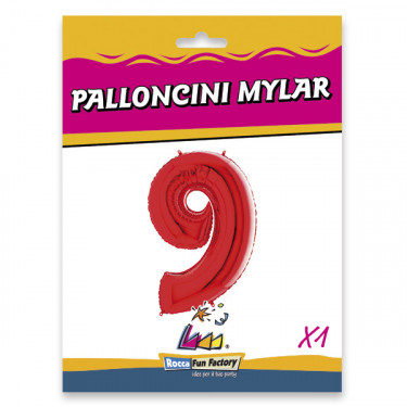 PALLONCINO MYLAR ROSSO NUMERO 9 CM.102 D.40