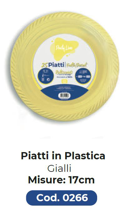 PIATTO IN PLASTICA RIUTILIZZABILE FRUTTA D.170 GIALLO 25PZ PARTY LINE