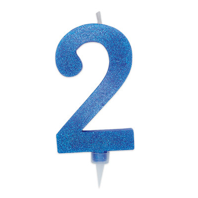 CANDELINA MAX CERA SWEETY CM.15 GLITTER BLU N. 2 BIGPARTY