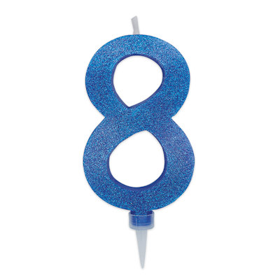 CANDELINA MAX CERA SWEETY CM.15 GLITTER BLU N. 8 BIGPARTY