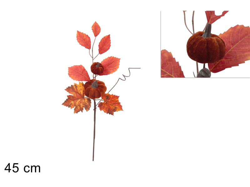 PIANTINA FIORE SU STELO COMPOSIZIONE AUTUNNALE CON ZUCCHETTA CM.H.45 DUESSE