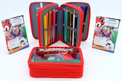 ASTUCCIO SCUOLA 3 ZIP TIFOSO ROSSO NERO COLORI 18+18 FILA+ACCESSORI NIKOFFICE