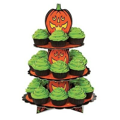 HALLOWEEN ACCESSORI FESTA ALZATINA IN CARTONE 3 PIANI ZUCCA DECORA