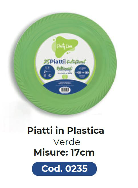 PIATTO IN PLASTICA RIUTILIZZABILE FRUTTA D.170 VERDE LIME 25PZ PARTY LINE