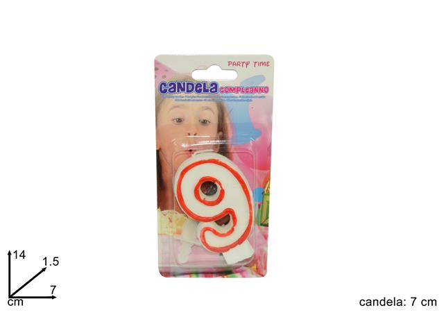 candelina BIANCA con bordo rosso N.9 in blister