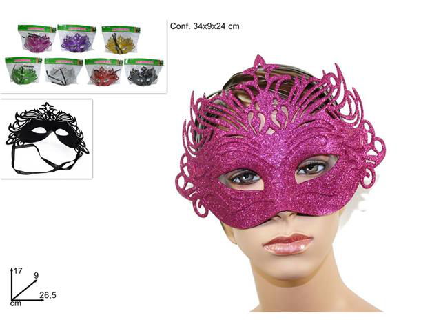 MASCHERA VENEZIANA GLITTERATA COLORI ASSORTITI