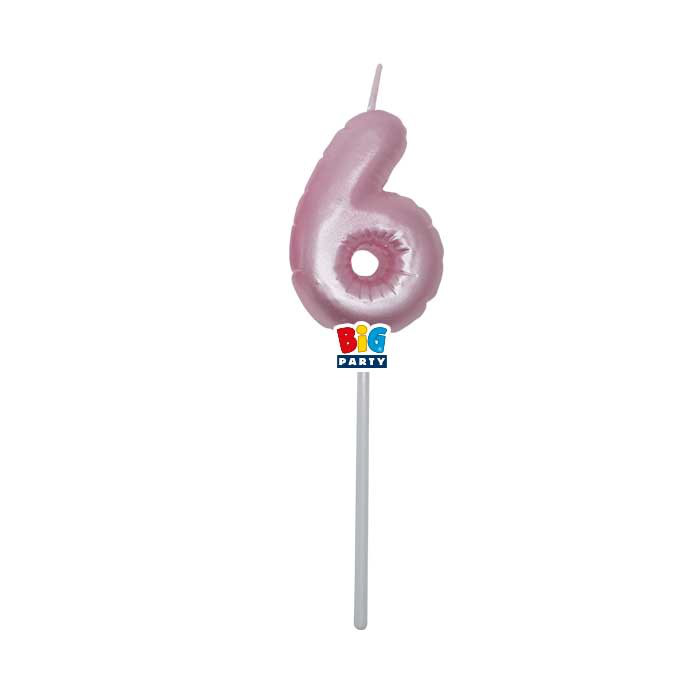 CANDELINA CERA BALLON CM.13 ROSA PERLA N.6 BIGPARTY