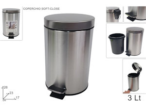 SPAZZATURA PATTUMIERA CON PEDALE IN ACCIAIO 3LT. DUESSE