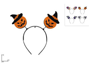 HALLOWEEN ACCESSORI PERSONA CERCHIETTO CON 2 ZUCCHE CON CAPPELLINO DUESSE