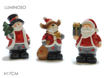 PERS. BABBO NATALE IN CERAMICA CM.17 LUMINOSO 440472 GENERAL