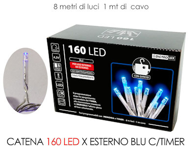 160 LED CATENA MT.8+1,0 CAVO BLU A BATTERIE PER ESTERNO PROGRAMMABILE 450409 GEN