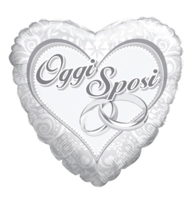 MATRIMONIO OGGI SPOSI PALLONCINO MYLAR CM.45 POLLICI 18 FORMA CUORE