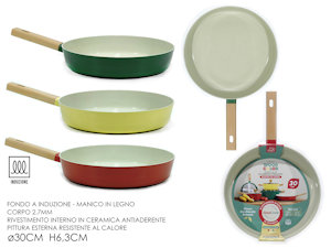 PADELLA FONDO A INDUZIONE WOOD COLOR CM.30 MANICO IN LEGNO 572903 GENERAL