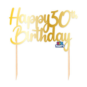 HAPPY BIRTHDAY 50 ANNI CAKE TOPPER SCRITTA CARTONCINO ORO CM.20x16 BIGPARTY