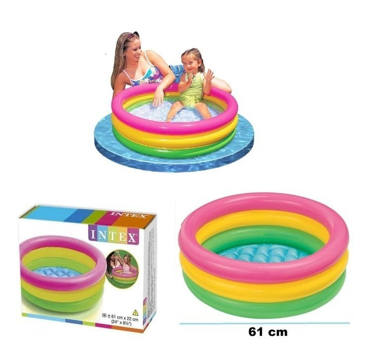 PISCINA GONFIABILE 3 ANELLI TONDA A CM.61x22 FONDO GONFIABILE INTEX 57107