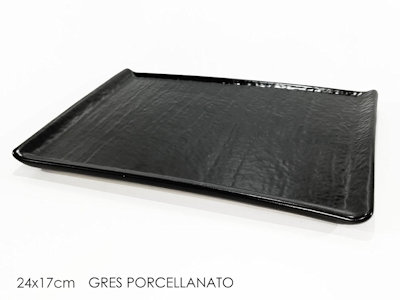 VASSOIO IN PORCELLANA RETTANGOLARE CM.30x20 NERO 518208 GENERAL