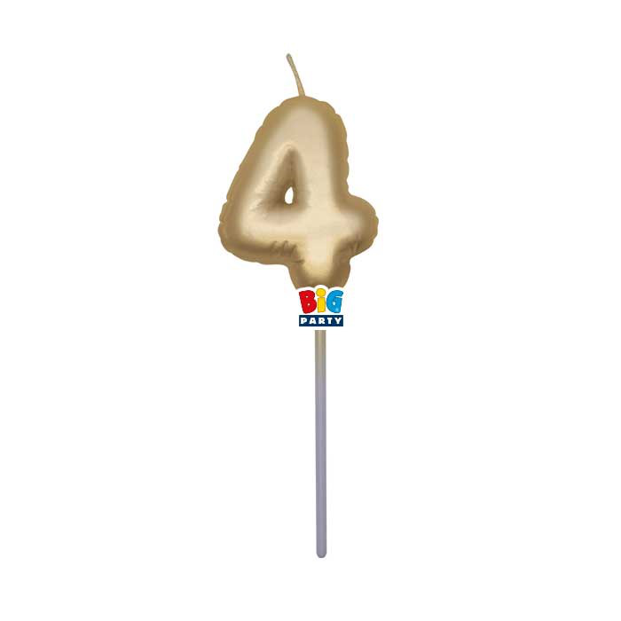 CANDELINA CERA BALLON CM.13 ORO METAL N.4 BIGPARTY