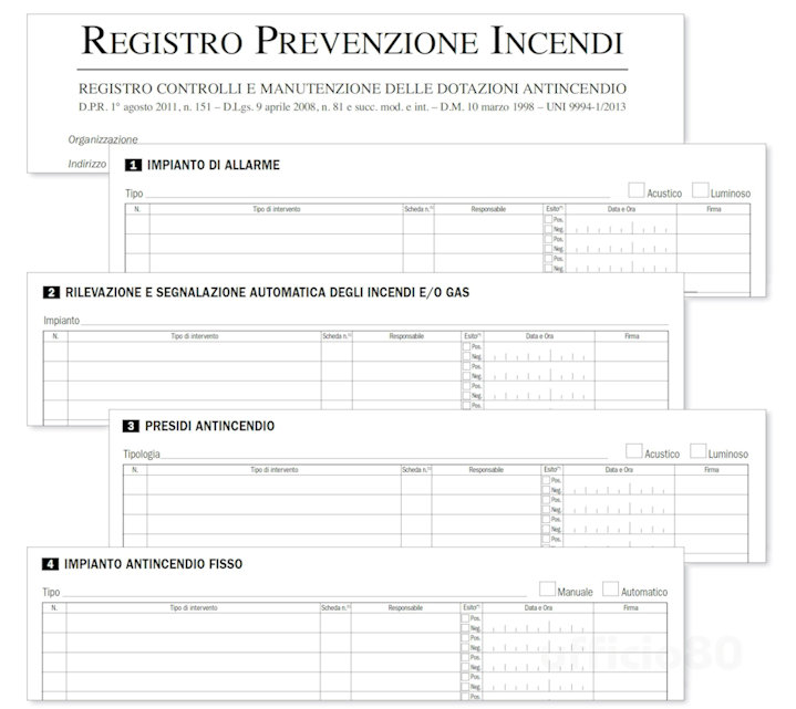 REGISTRO DELLA SICUREZZA INCENDI CM.21x29