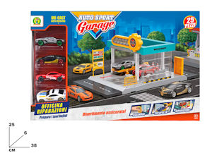 GARAGE PARCHEGGIO AUTO CON 4 MODELLINI AUTO IN METALLO MAZ