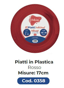 PIATTO IN PLASTICA RIUTILIZZABILE FRUTTA D.170 ROSSO LIME 25PZ PARTY LINE
