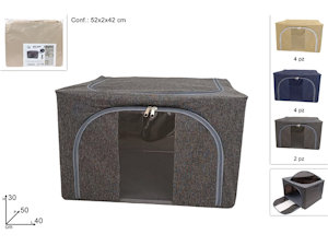 SCATOLA PORTABIANCHERIA IN TESSUTO BOX CON CERNIERE CM.50x40x30 COLOR DUESSE