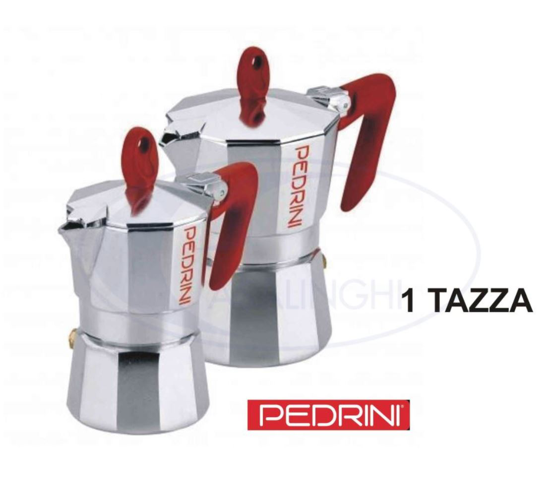 CAFFETTIERA 1 TAZZA MANICO ROSSO 9081-0 PEDRINI