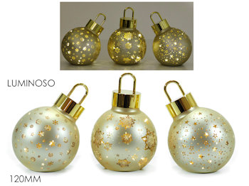 PERS. SFERE SINGOLE IN VETRO 12 CM. ORO DECORATE CON LUCE 424759 GENERAL