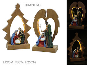 PERS. NATIVITA' IN CERAMICA UNICA 3 PERSONAGGI IN STRUTTURA LEGNO CM.H.25 429900
