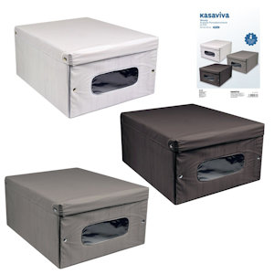 SCATOLA PORTABIANCHERIA IN PVC CM.50x39x24 WOODY KASAVIVA