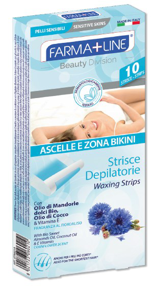 DEPILAZIONE STRISCE ASCELLE E BIKINI CONF.10PZ OLIO DI MANDORLE FARMALINE