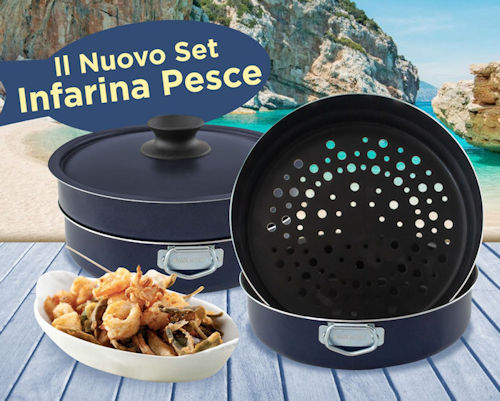 CASSERUOLA INFARINA PESCE ALLUMINIO CM.24 SET 3PZ. CUCINA ITALIANA