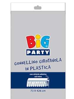 GONNELLINO GIROTAVOLA IN PLASTICA CON ADESIVO CM.73x MT.4.26 ARGENTO BIGPARTY