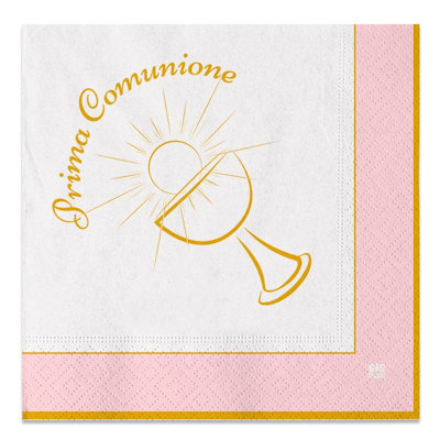 COMUNIONE CHIC ROSA TOVAGLIOLI CM.33x33 CONF.20PZ. BIGPARTY