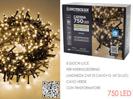 750 LED MINILUCCIOLE ESTERNO MT.15+2 CAVO LUCE BIANCA CALDA PROGRAMMAB GENERAL