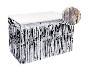 GONNELLINO GIROTAVOLA FRANGE IN PVC CON ADESIVO CM.74x MT.2,74 ARGENTO SWEEPING