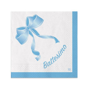 BATTESIMO CELESTE DECORO FIOCCO TOVAGLIOLI CM.25x25 CONF.20PZ. 74159 BIGPARTY