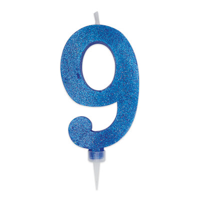 CANDELINA MAX CERA SWEETY CM.15 GLITTER BLU N. 9 BIGPARTY