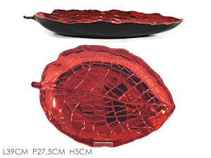 CENTROTAVOLA VASSOIO IN PLASTICA SAGOMATO FOGLIA ROSSO CM.39x27xH.5 571728 GENER