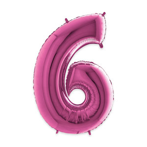 PALLONCINO MYLAR FUXIA NUMERO 6 CM.102 D.40