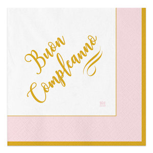 BUON COMPLEANNO CHIC ROSA TOVAGLIOLI CM.33x33 CONF.20PZ. BIGPARTY